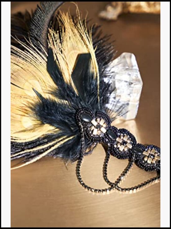 Flapper Feather Headband Sequin Showgirl Costume Hair Accessory Gatsby Party main image 4